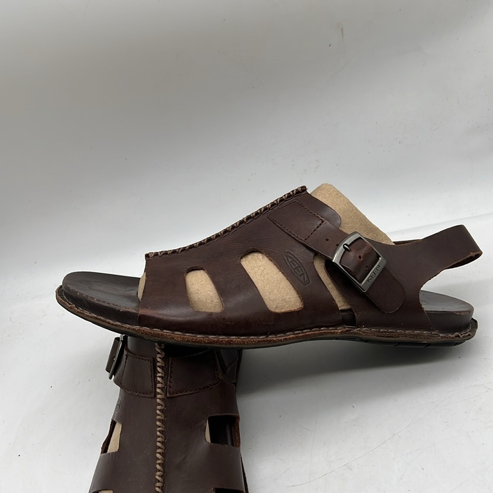 KEEN Alman Dark Brown Leather Buckle Strap Sandals 1010315 Mens 11.5 - Picture 3 of 9
